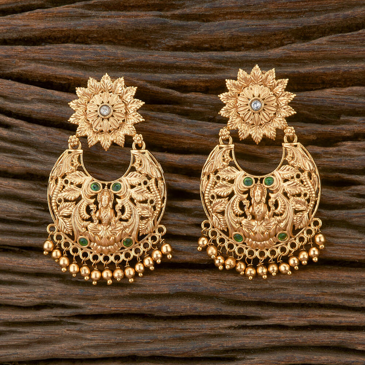 Antique South Indian Earring With Matte Gold Plating 220639