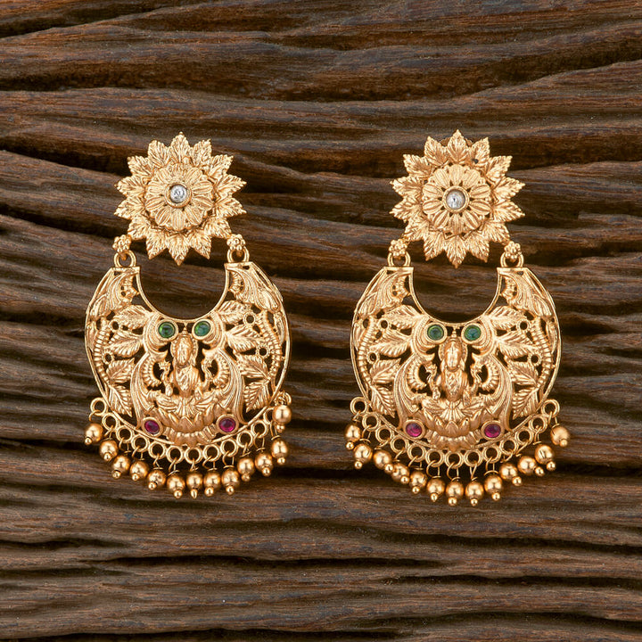 Antique South Indian Earring With Matte Gold Plating 220639