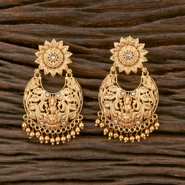 Antique South Indian Earring With Matte Gold Plating 220639