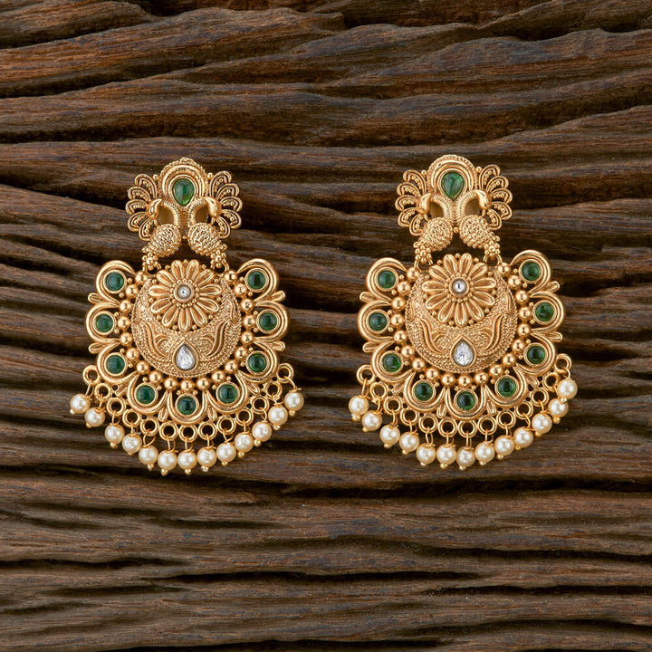 Antique Moti Earring With Matte Gold Plating 220641