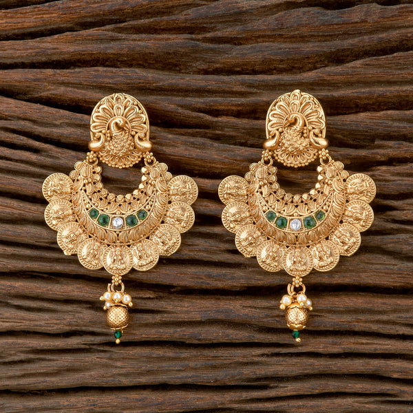 Antique Temple Earring With Matte Gold Plating 220643