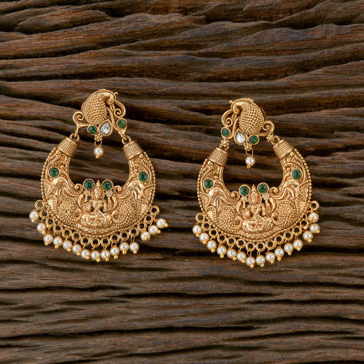 Antique Peacock Earring With Matte Gold Plating 220646