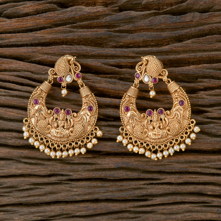 Antique Peacock Earring With Matte Gold Plating 220646