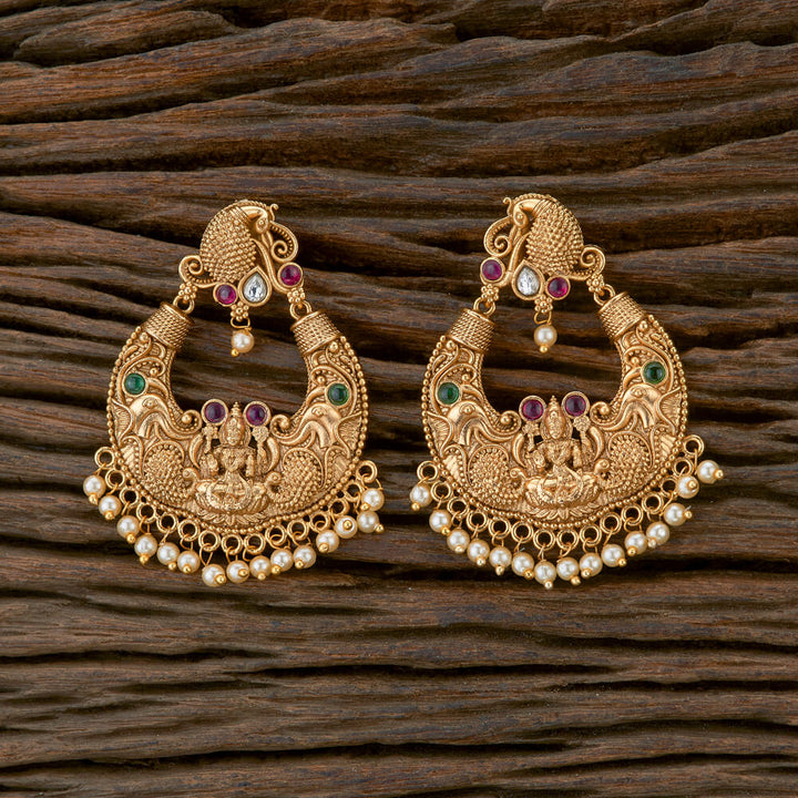 Antique Peacock Earring With Matte Gold Plating 220646