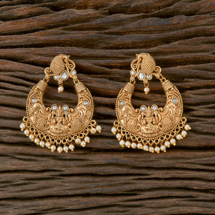 Antique Peacock Earring With Matte Gold Plating 220646