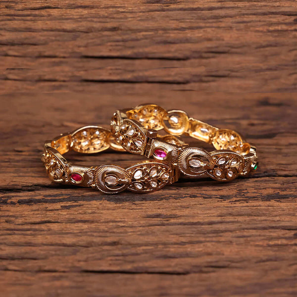 Antique Openable Bangles With Matte Gold Plating 220690