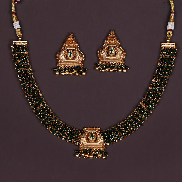 Antique Classic Necklace With Matte Gold Plating 220706