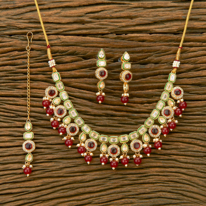 Antique Beads Necklace With Gold Plating 220710