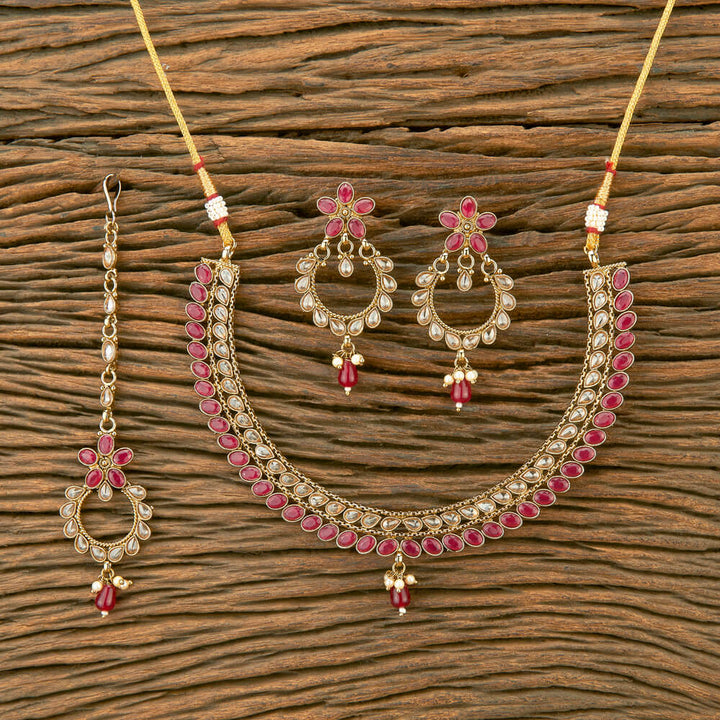 Antique Classic Necklace With Mehndi Plating 220739