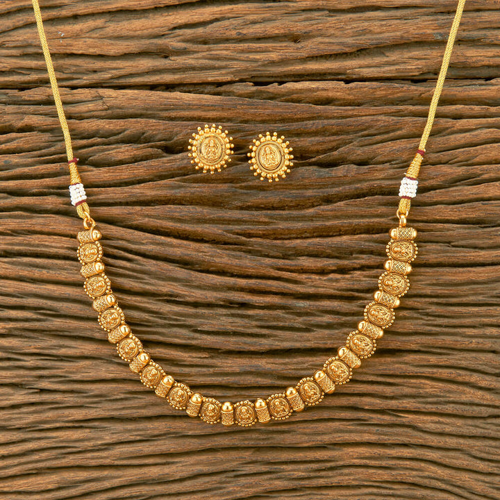 Antique Delicate Necklace With Matte Gold Plating 220743