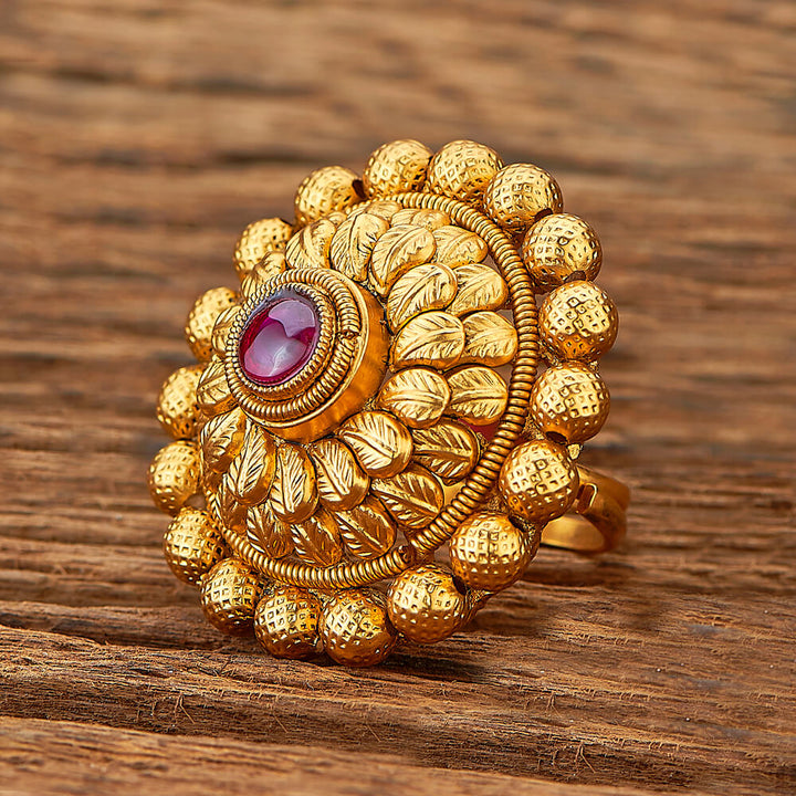 Antique Adjustable Ring With Matte Gold Plating 220753