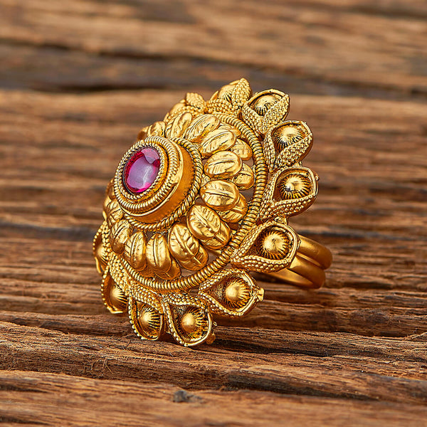 Antique Adjustable Ring With Matte Gold Plating 220754