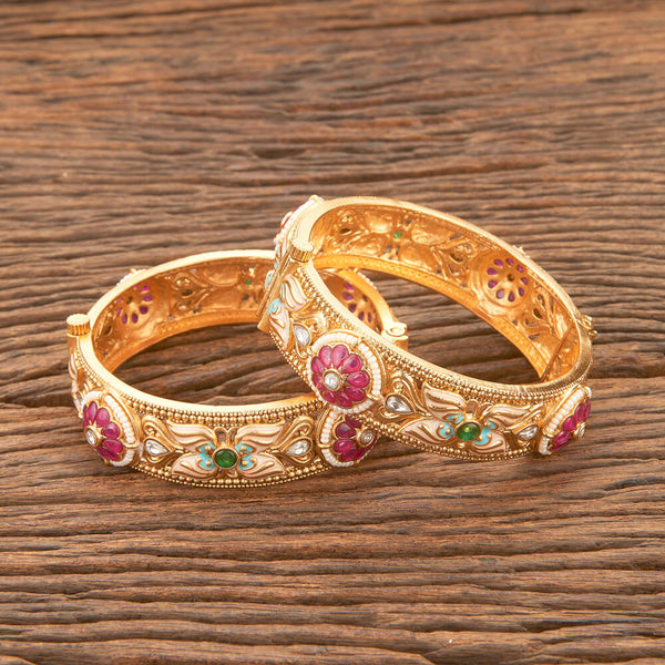 Antique Meenakari Bangles With Matte Gold Plating 220773