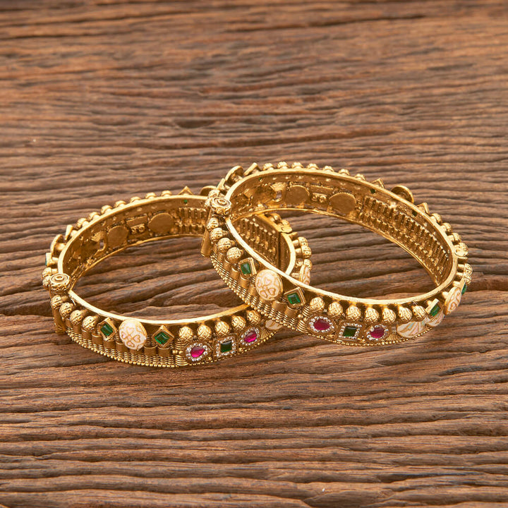 Antique Meenakari Bangles With Matte Gold Plating 220775