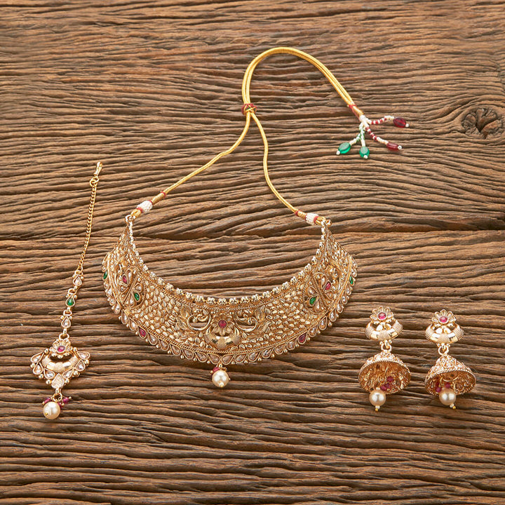 Antique Mukut Necklace With Gold Plating 220862