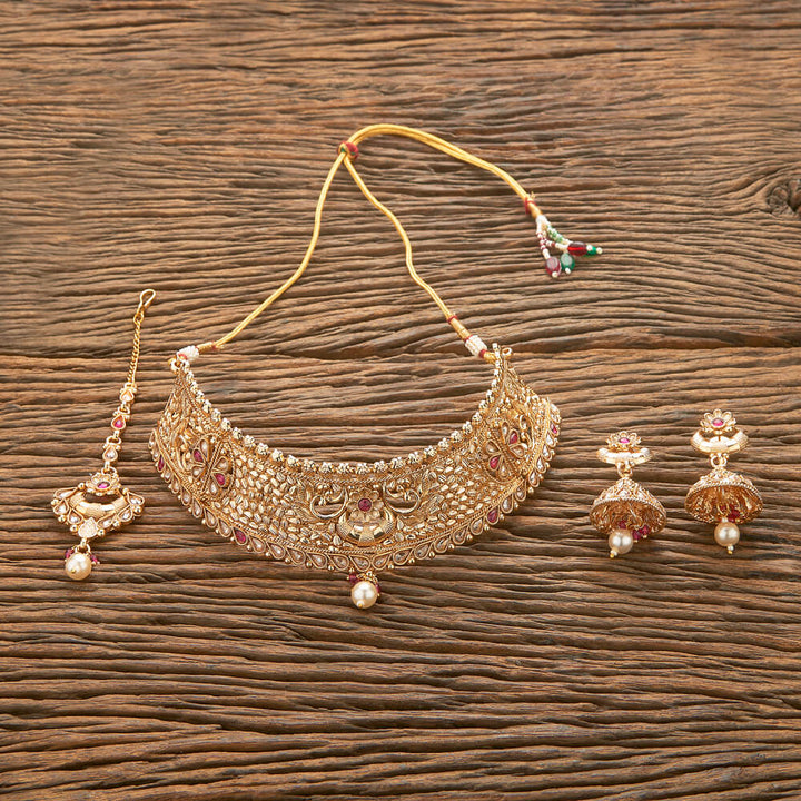 Antique Mukut Necklace With Gold Plating 220862