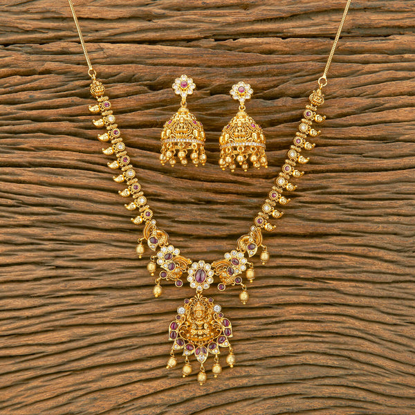 Antique Temple Necklace With Matte Gold Plating 220876