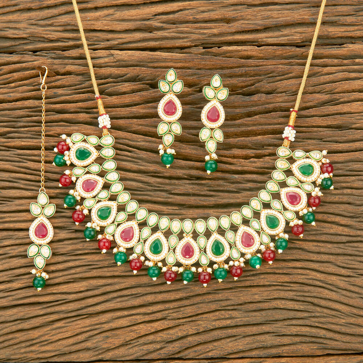 Antique Meenakari Necklace With Gold Plating 220879