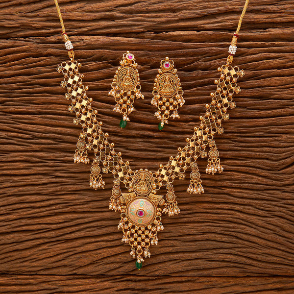 Antique South Indian Necklace With Gold Plating 220923