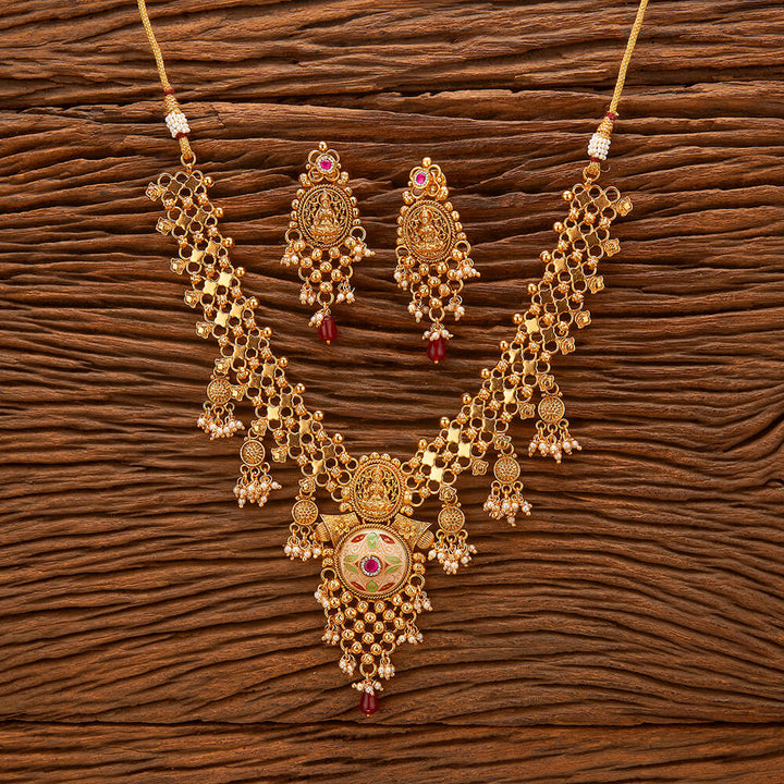 Antique South Indian Necklace With Gold Plating 220923