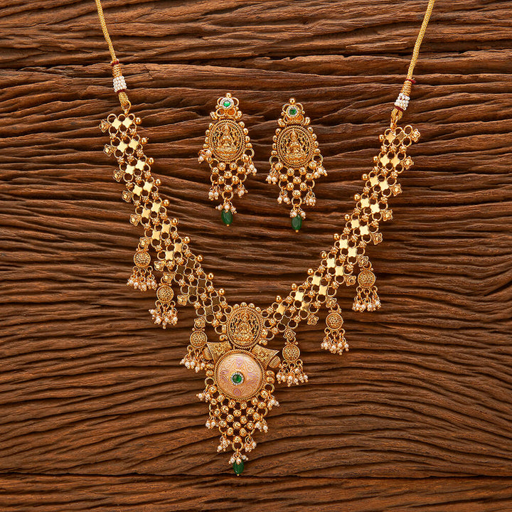 Antique South Indian Necklace With Gold Plating 220923