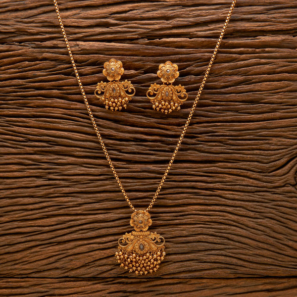 Antique Chain Pendant Set With Matte Gold Plating 220982