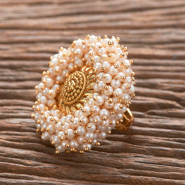 Antique Pearl Ring With Gold Plating 220986