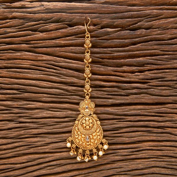 Antique Pearl Tikka With Matte Gold Plating 221023