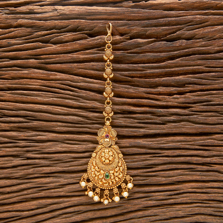 Antique Pearl Tikka With Matte Gold Plating 221023