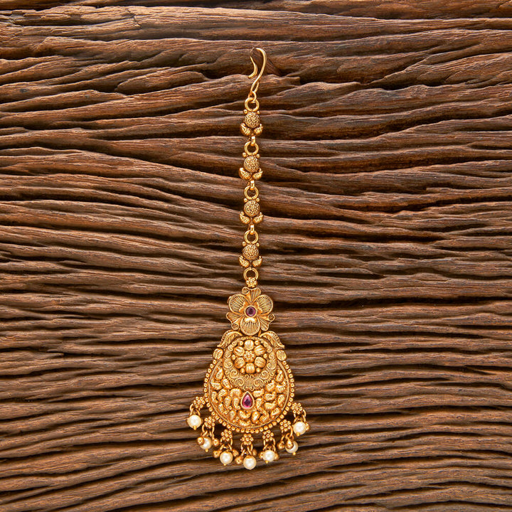 Antique Pearl Tikka With Matte Gold Plating 221023