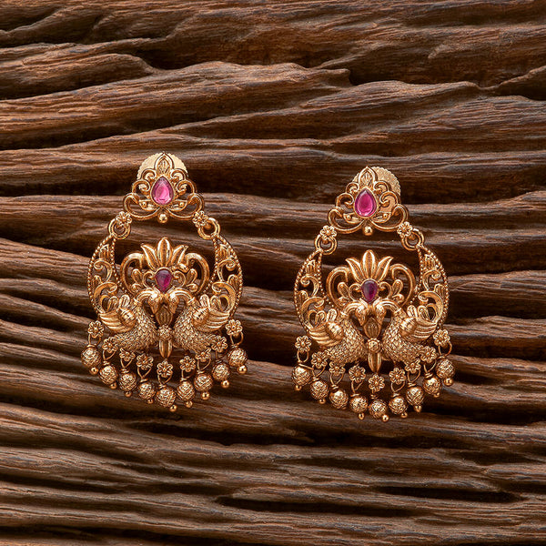 Antique South Indian Earring With Matte Gold Plating 221286