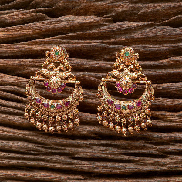 Antique South Indian Earring With Matte Gold Plating 221290