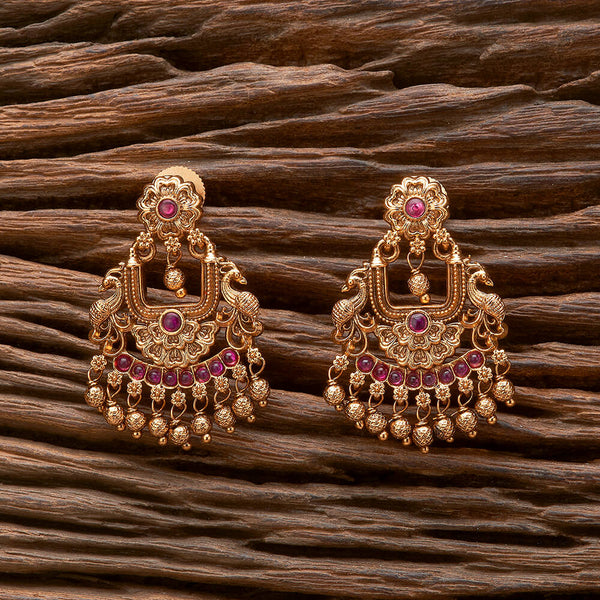 Antique Peacock Earring With Matte Gold Plating 221296