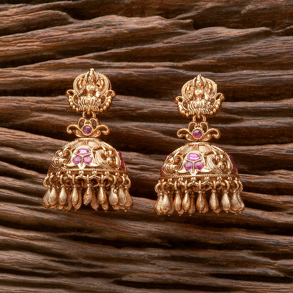 Antique Jhumki With Matte Gold Plating 221300