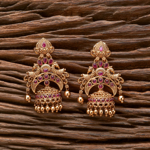 Antique Peacock Earring With Matte Gold Plating 221301