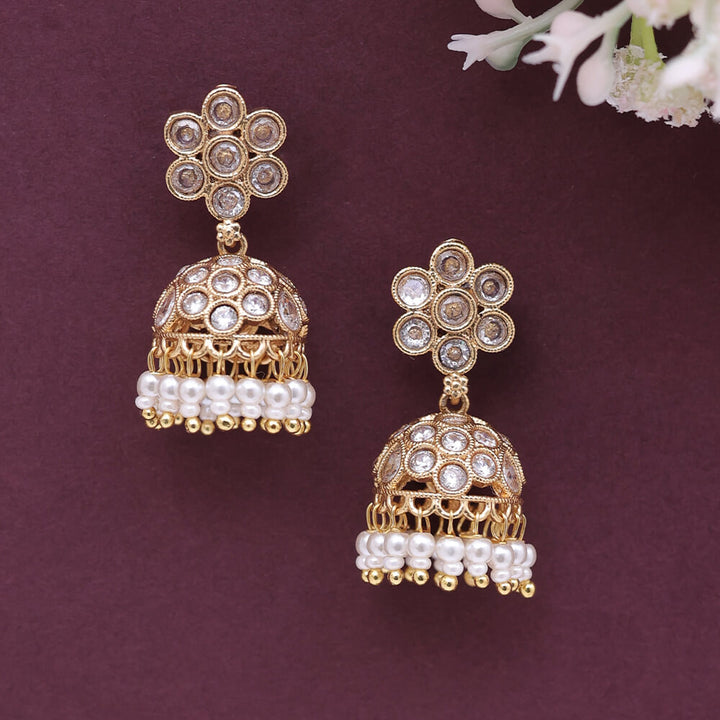 Antique Moti Jhumki With Gold Plating 221406