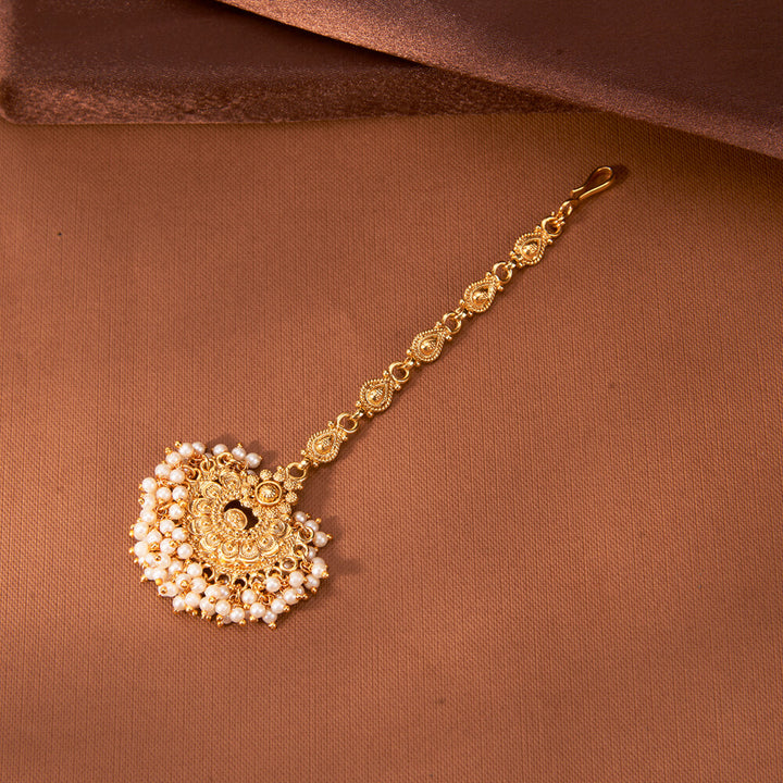 Antique Pearl Tikka With Gold Plating 221465