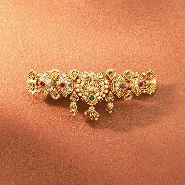 Antique South Indian Hair Clip With Matte Gold Plating 221498