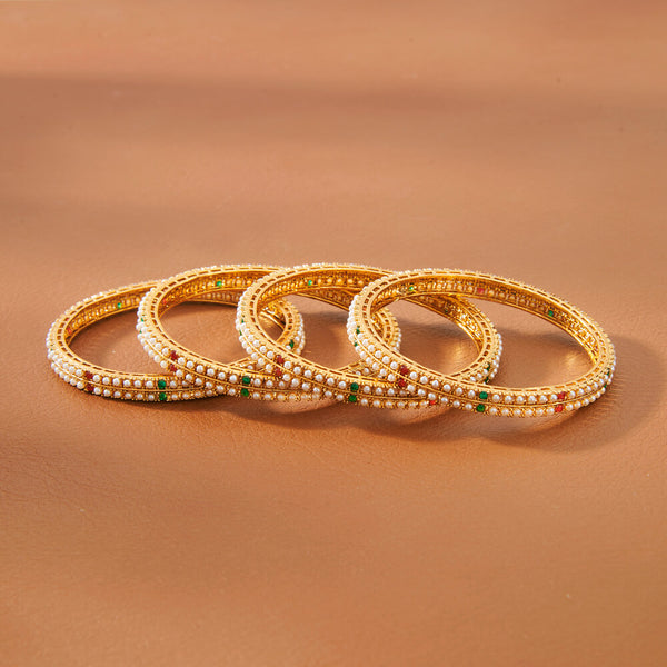 Antique Pearl Bangles With Gold Plating 221507