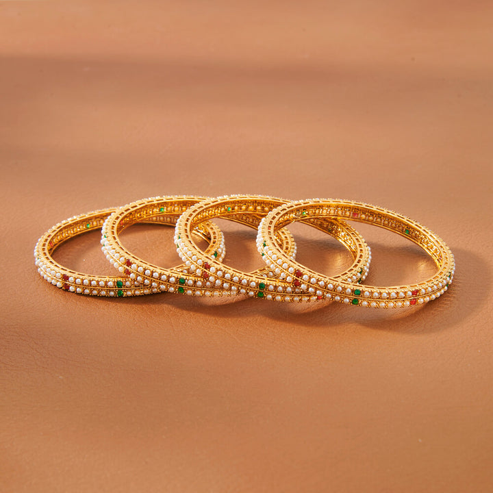 Antique Pearl Bangles With Gold Plating 221507