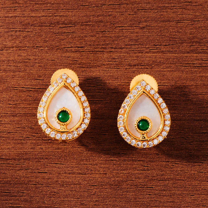 Antique Mother Of Pearl Earring With Gold Plating 221531