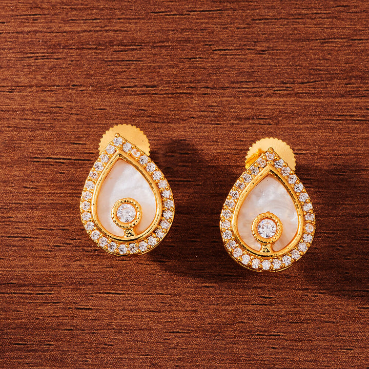 Antique Mother Of Pearl Earring With Gold Plating 221531