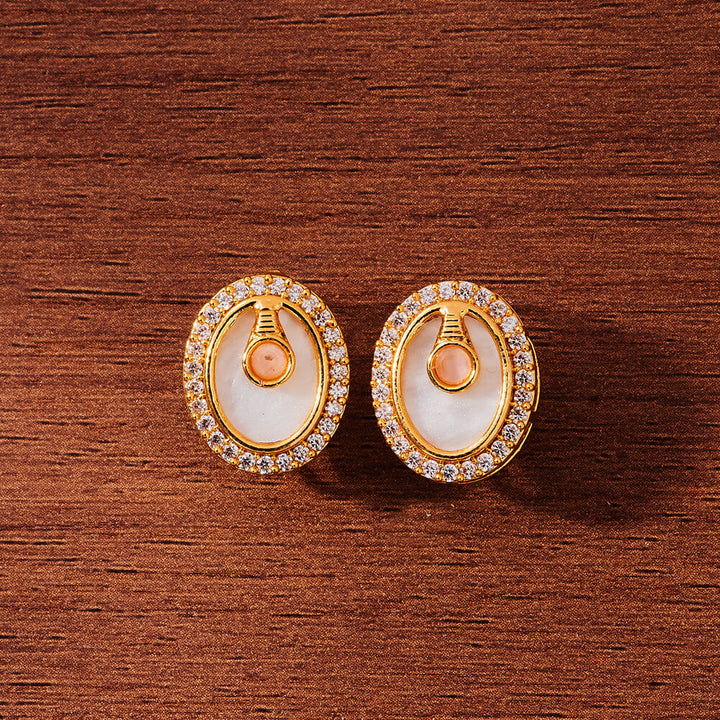 Antique Mother Of Pearl Earring With Gold Plating 221532