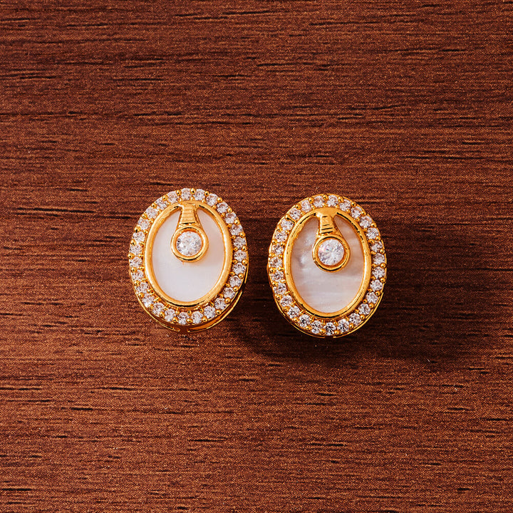 Antique Mother Of Pearl Earring With Gold Plating 221532