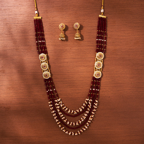 AntiqueMoti Mala Necklace With Gold Plating 221551