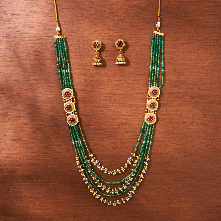 AntiqueMoti Mala Necklace With Gold Plating 221551