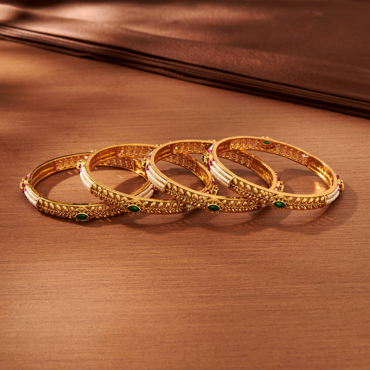 Antique Classic Bangles With Matte Gold Plating 221601