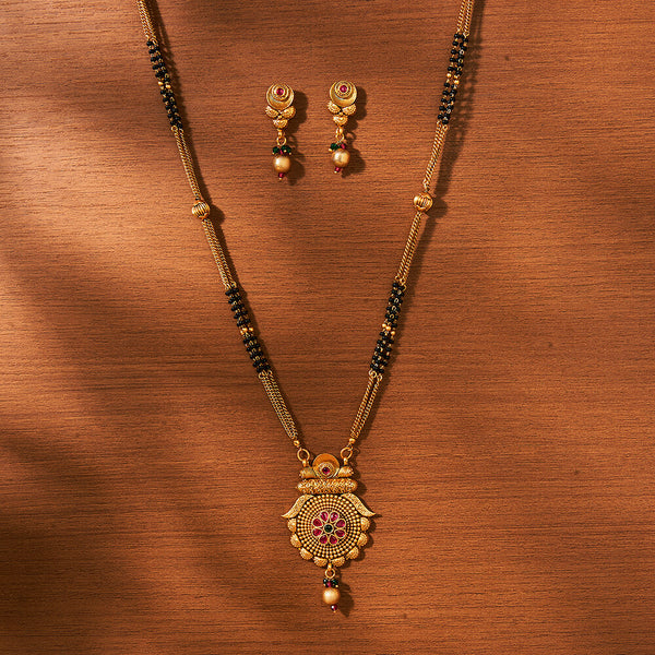 Antique Classic Mangalsutra With Matte Gold Plating 221611