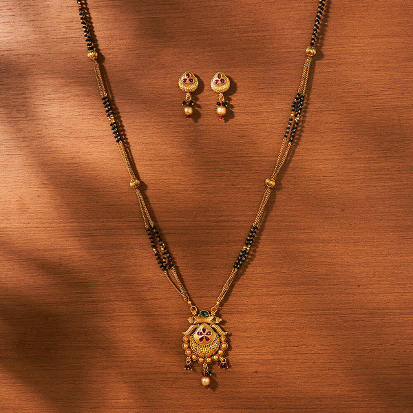 Antique Classic Mangalsutra With Matte Gold Plating 221615