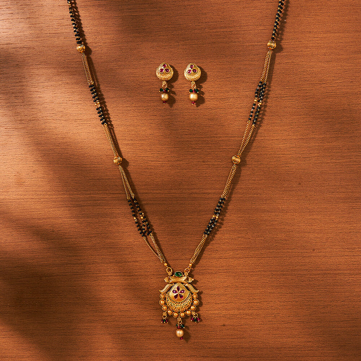 Antique Classic Mangalsutra With Matte Gold Plating 221615